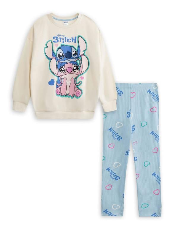 Vanilla Underground Disney Lilo & Stitch Girls Multicoloured Stitch Sweatshirt and Joggers Set