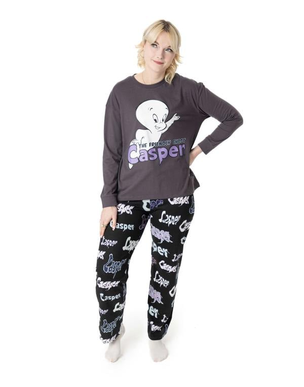 Casper Womens Grey Character Long Sleeve Long Leg Pyjama Set