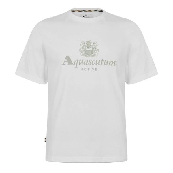 Aquascutum Mens Logo T-Shirt - White - 