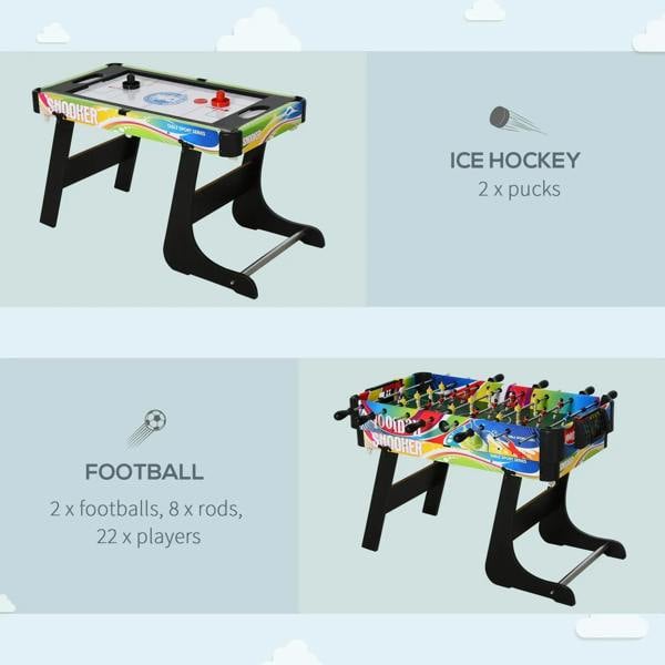 4-in-1 multi-game table with hockey-style rink top and curved black base