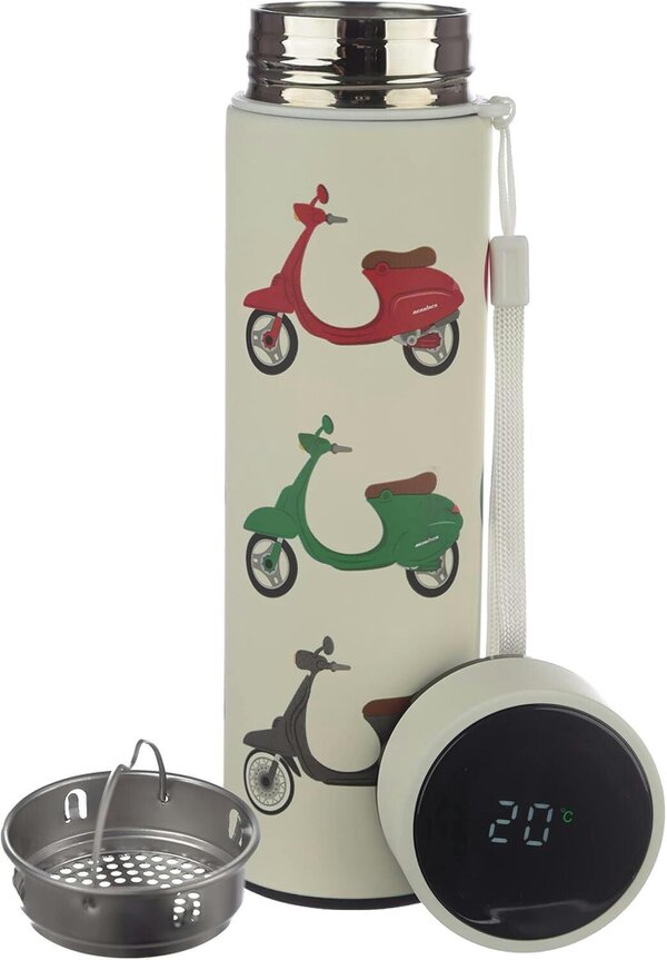 Puckator On Two Wheels Stainless Steel Bottle LED Temperature Display 450ml