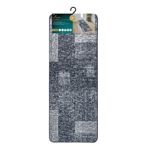 JVL Fiora Machine Washable Indoor Runner - 50 x 150cm - Muted Matrix