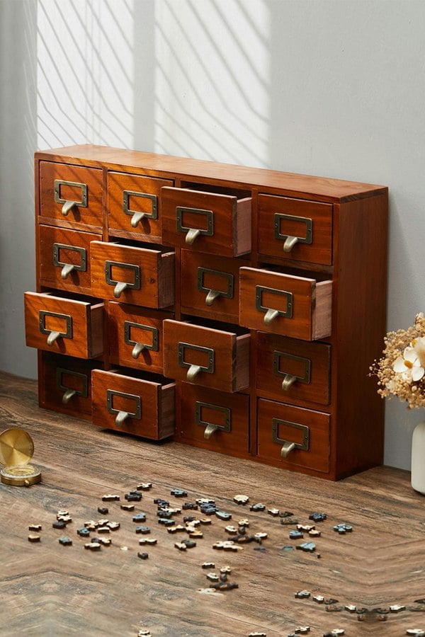 Living and Home Retro Wooden Drawer Organizer Box