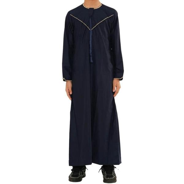 TT-007 - Boy's Emirati Omani Gold Embroidery Thobe - Navy - Thobez - 15