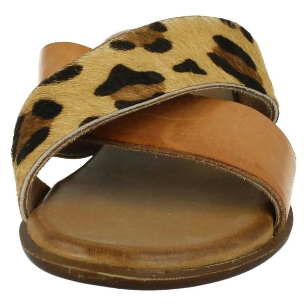 Leather Collection Ladies Leather Collection X Strap Vamp Sandals