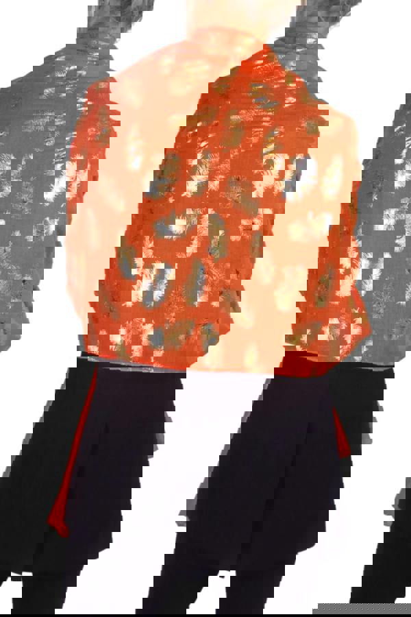 Paulo Due Gold Feather Print Soft Voile Lightweight Oversized Scarf