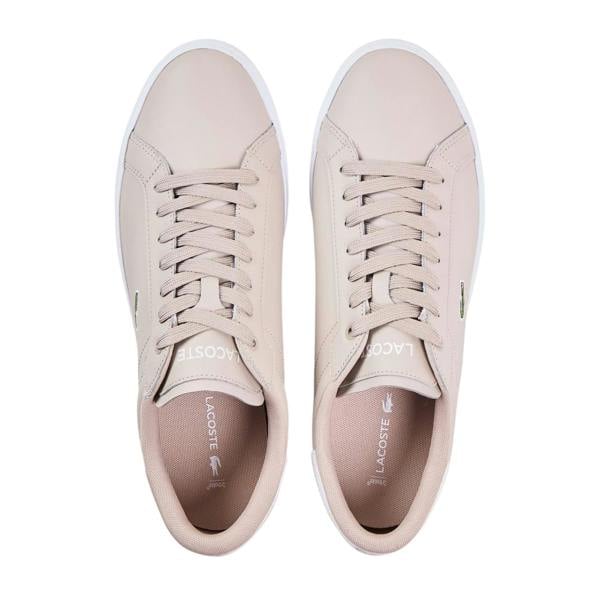 Lacoste Mens Powercourt Leather Flat Trainers - Grey/White - 