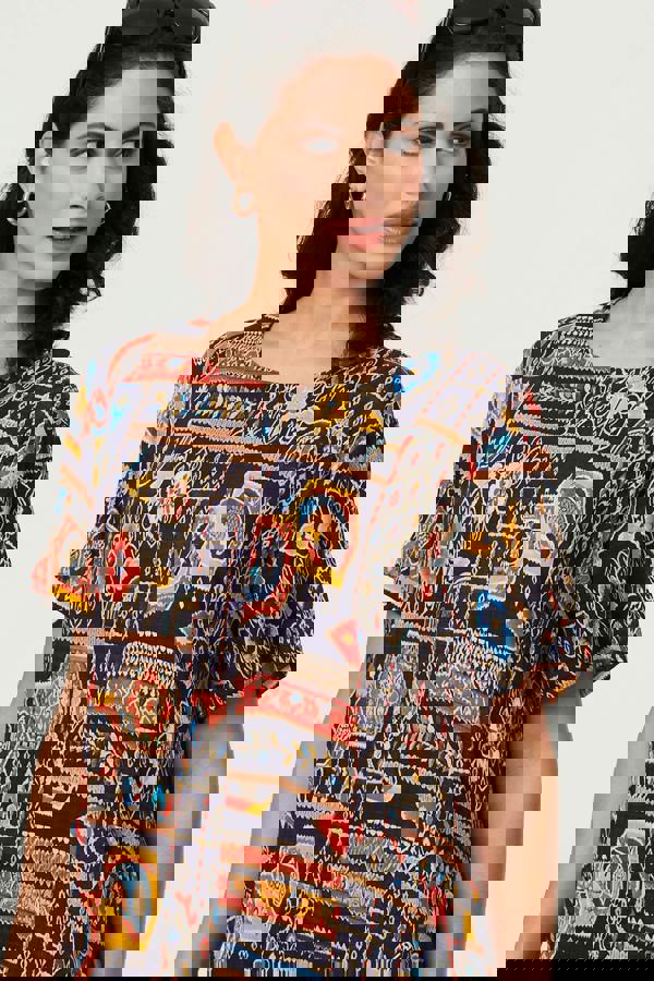 Navy | Abstract Print Short Shift Dress