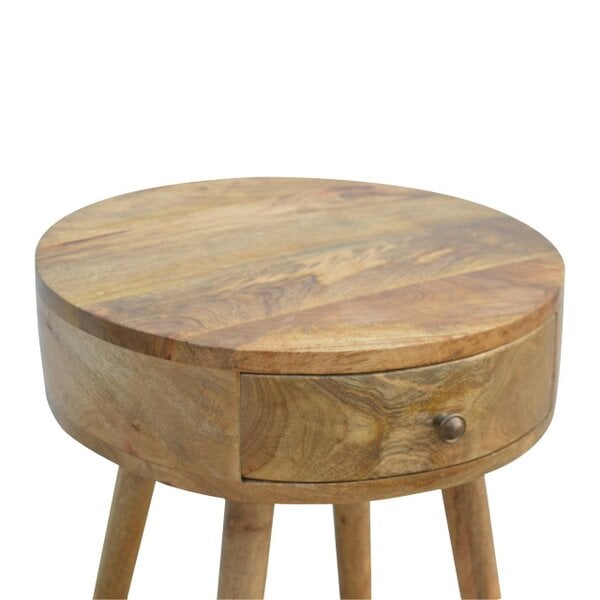 Wyld Haus Gradara Nordic Round Mango Wood Bedside Table