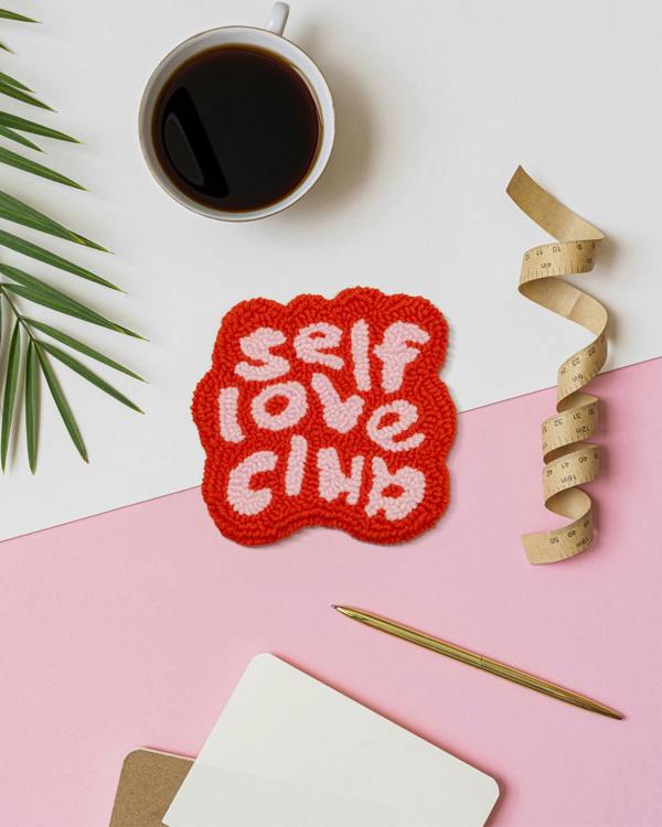Self Love Club Statement Punch Needle Coaster