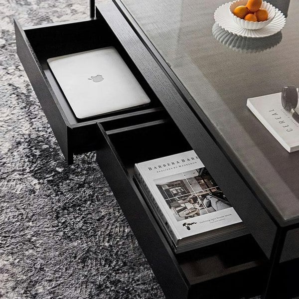 Weilai Concept Sanderson Rectangle Coffee Table With Storage, Black