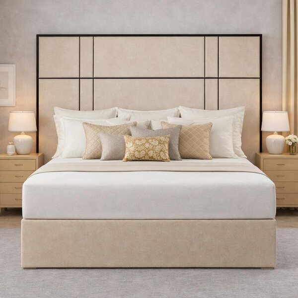 Great British Beds Alice headboard with Contrast Border Divan Bed