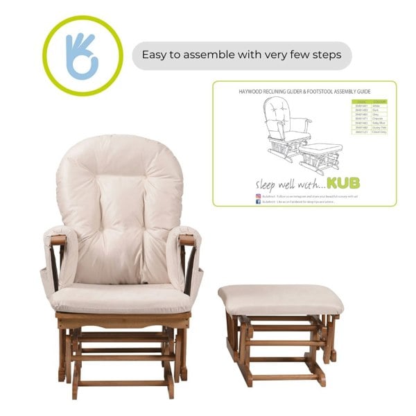 Haywood Natural Wood and beige cushions glider nursing chair - Easy to assemble