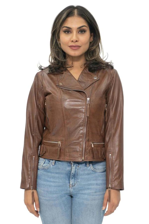 Infinity Leather Womens Leather Biker Jacket-Stockholm