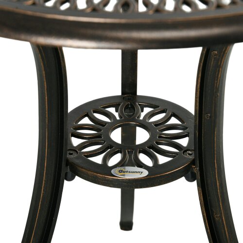 Wyld Haus Niso Aluminium Bronze Tone 3 Piece Garden Bistro Set With Umbrella Hole Table And Chairs