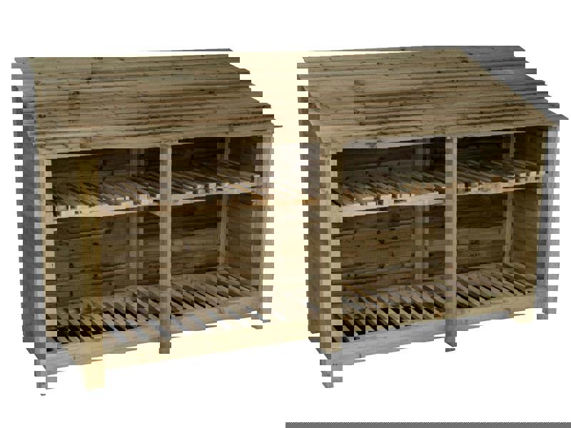 Arbor Garden Solutions Wooden Log Store with Shelf W-227cm, H-126cm or 180cm, D-88cm