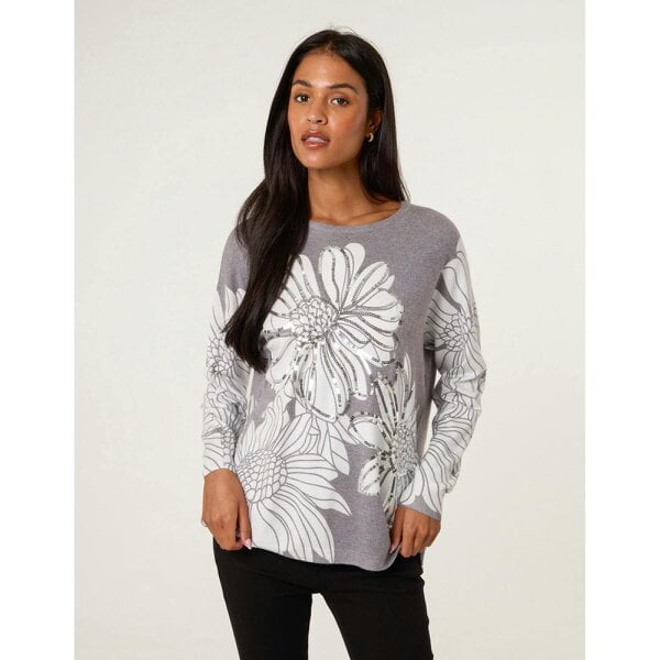 Blue Vanilla Large Sequin Flower Jumper
