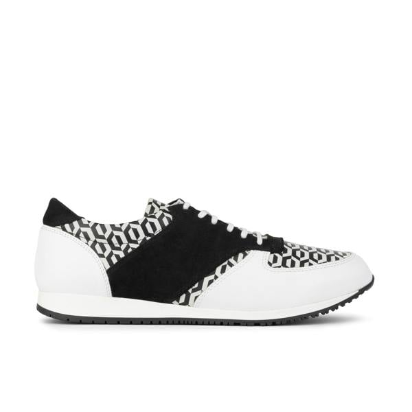 Embassy London San Francisco - White & Black Hexa - Men's lace-up leather & suede trainer