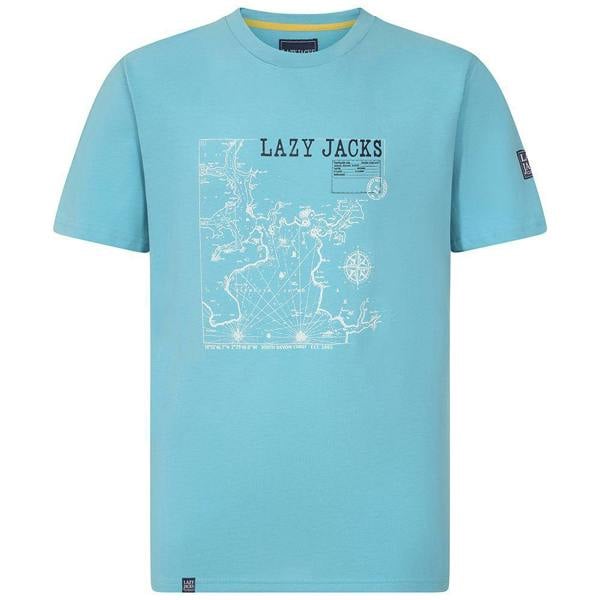 Lazy Jacks Mens Printed Cotton T-Shirt - Turquoise