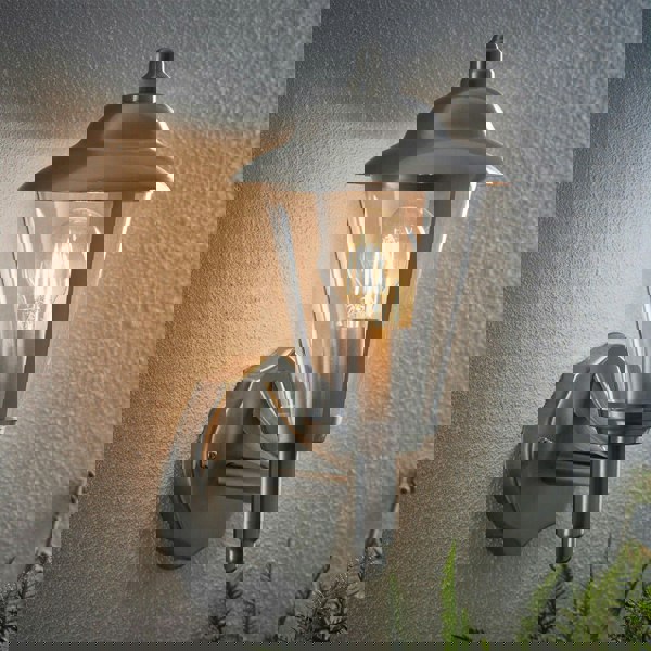 2 PACK IP44 Outdoor Wall Lamp Stainless Steel Traditional Lantern Porch Uplight Loops