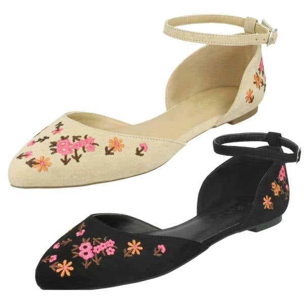 Spot On Ladies Spot On Ankle Strap Ballerinas