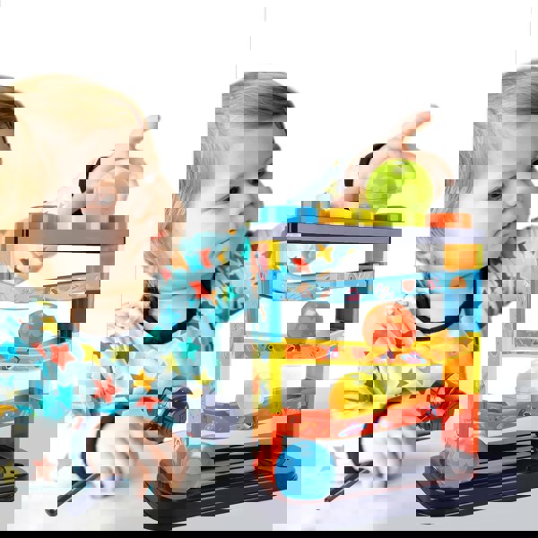 deAO Toys 3-Layer Ball Drop Toy - Color sorting toys-Montessori STEM Learning Game for Toddlers 1-3 Years