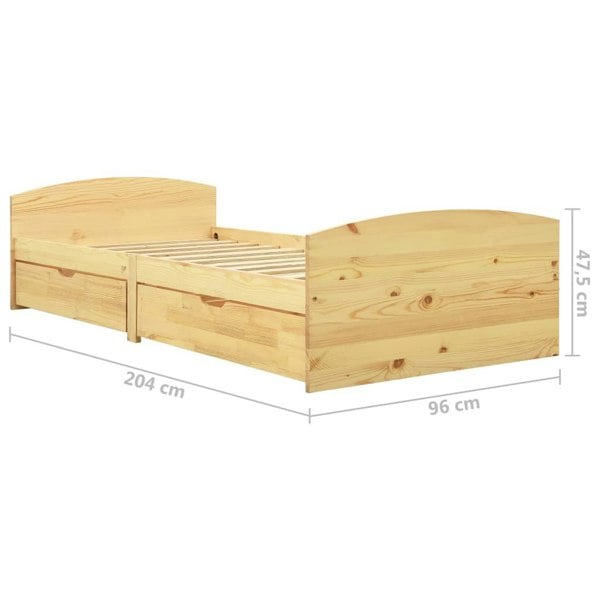 Berkfield Bed Frame with 2 Drawers Solid Pine Wood 90x200 cm
