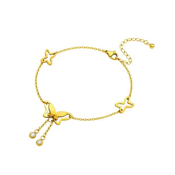 Vanessa - 18K Gold Plated Stainless Steel Butterfly Anklet