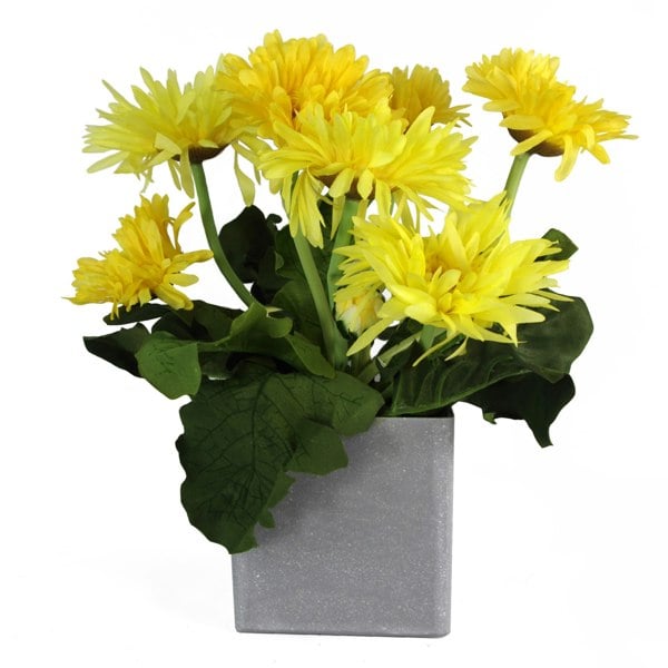 Leaf 33cm Artificial Potted Daisy Yellow