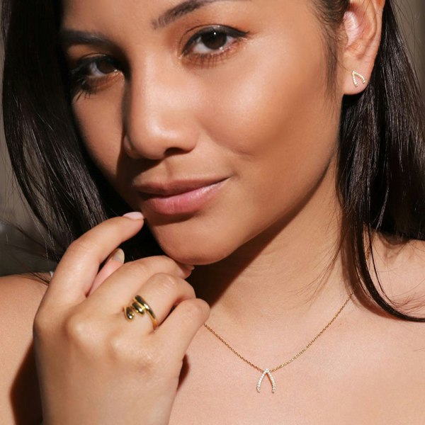 Gold Trip Sparkling Wishbone Necklace