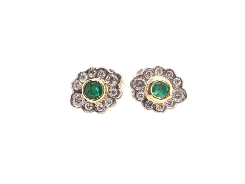 Vintage Tom A pair of Emerald and Diamond Earrings