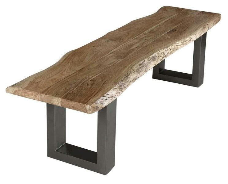 Wyld Haus Wellington Large Acacia Wood Live Edge Modern Dining Bench