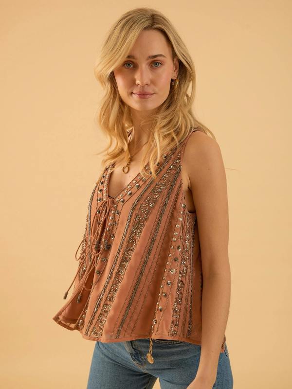 Rose & Nancy Emma Embellished Pink Waistcoat