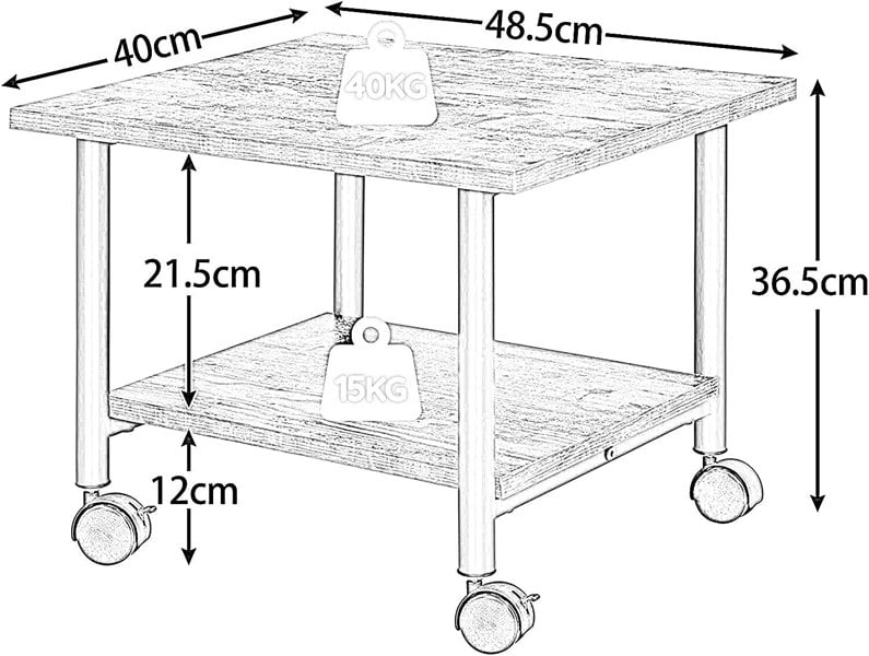 Rafaelo Mobilia 2-Tier Printer Cart with Storage Shelf