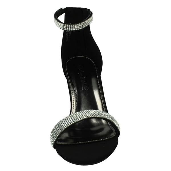 Anne Michelle Ladies Anne Michelle Wide Fit Block Heel Diamante Mule Sandal F12052