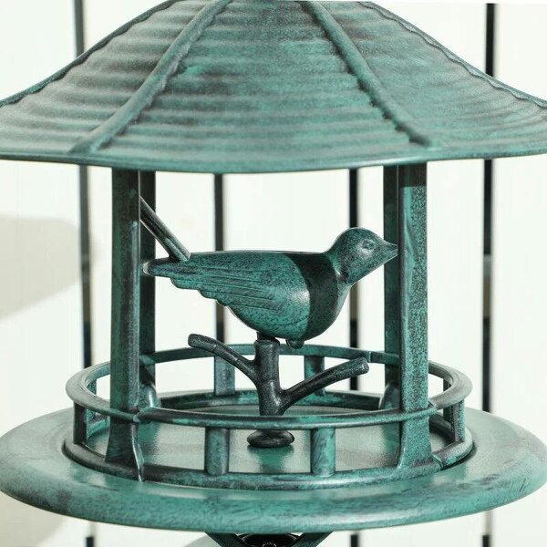3-in-1 Garden Bird Bath, Freestanding Birdbath with Large Water Basin, Underneath Flower Planter, Φ50 x 113 cm, Green