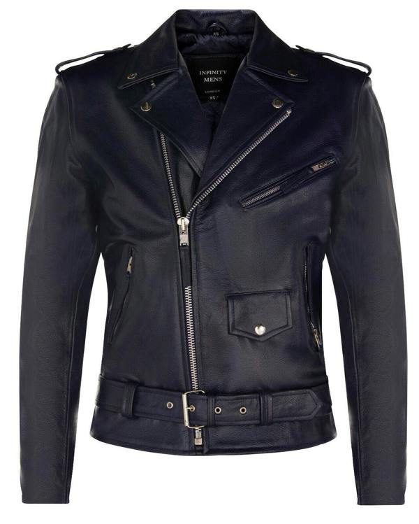 Infinity Leather Mens Cow-Hide Black Brando Jacket -Venice