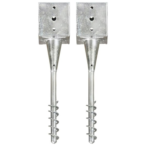 Berkfield Ground Spikes 2 pcs Silver 12x12x56 cm Galvanised Steel