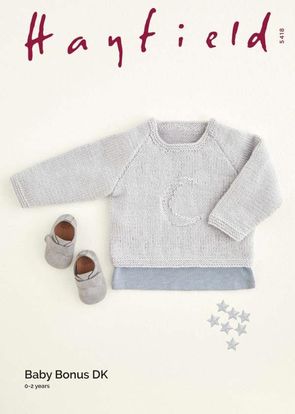 Hayfield Baby Bonus DK Knitting Pattern 5418, Sweaters for Baby, 0 - 2 Years