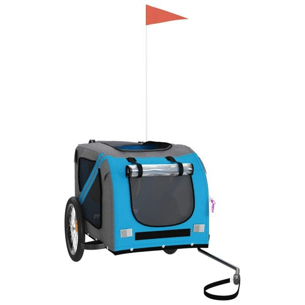 Berkfield Dog Bike Trailer Blue and Grey Oxford Fabric and Iron