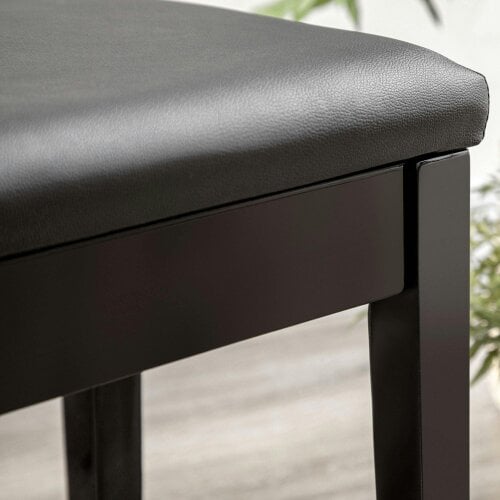 Wyld Haus Ziyo Faux Leather Black Piano Bench With Padded Seat And Storage Compartment