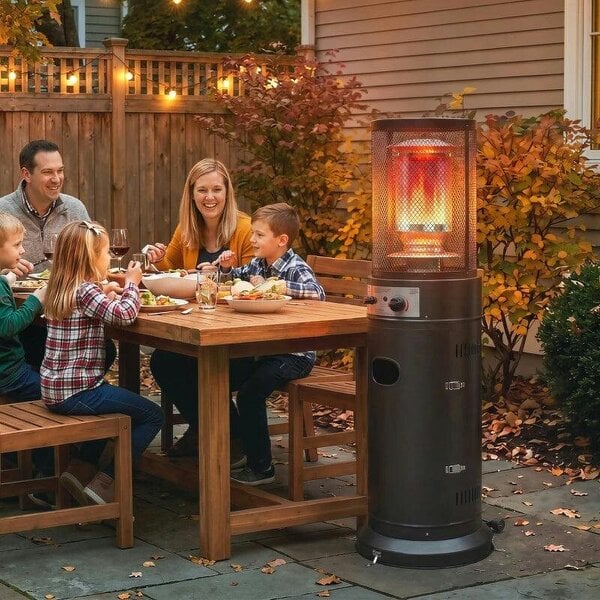 Bobobiy Gas Patio Heater, 11 kW Portable Propane Outdoor Heater with Pulse Ignition, Protective Mesh, Tip-over Protection, Black - Black