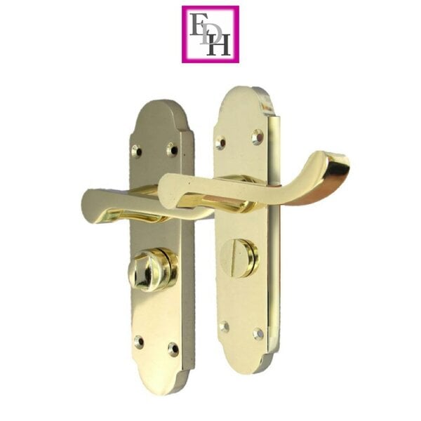 EDH Door Hardware Epsom Victorian Scroll Brass Plated Privacy Bathroom Modern Door Handles 2 Pairs