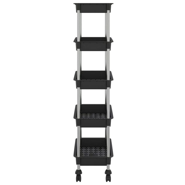 Berkfield 5-Tier Kitchen Trolley Black 42x29x128 cm Iron and ABS