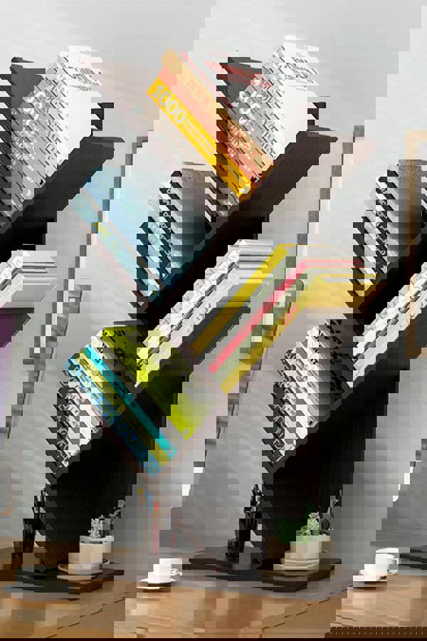 Living and Home 5 Tier Rustic Standing Tree Bookshelf