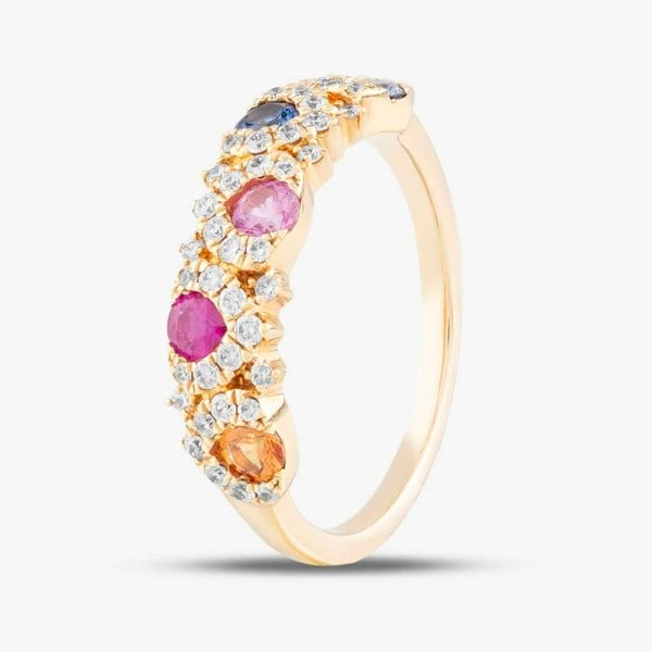 T. H. Baker 18ct Rose Gold Brilliant Cut Sapphire, Ruby & Diamond Half Eternity Ring R39152KP18V 18KR