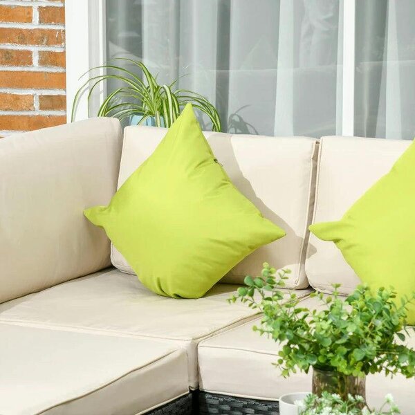 8 Pieces PE Rattan Corner Sofa Set, Patio Wicker Sofa Seater with Cushion, Washable Cushion Cover & Tempered Glass Table, Khaki