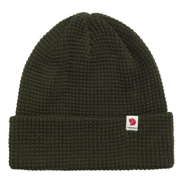 Front view of Fjallraven Tab Beanie for Men in Deep Forest