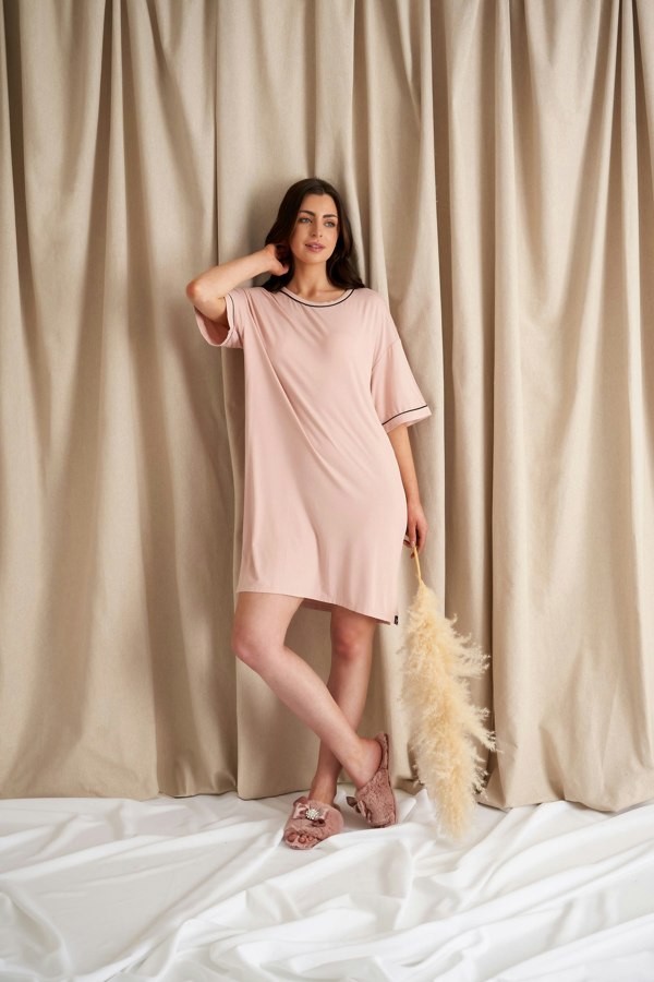 Pretty You London Women's Bamboo Classic Tee Dress in Pink
