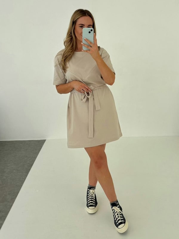 Pretty Mama Everyday Oversized Breastfeeding Tshirt Dress - Stone